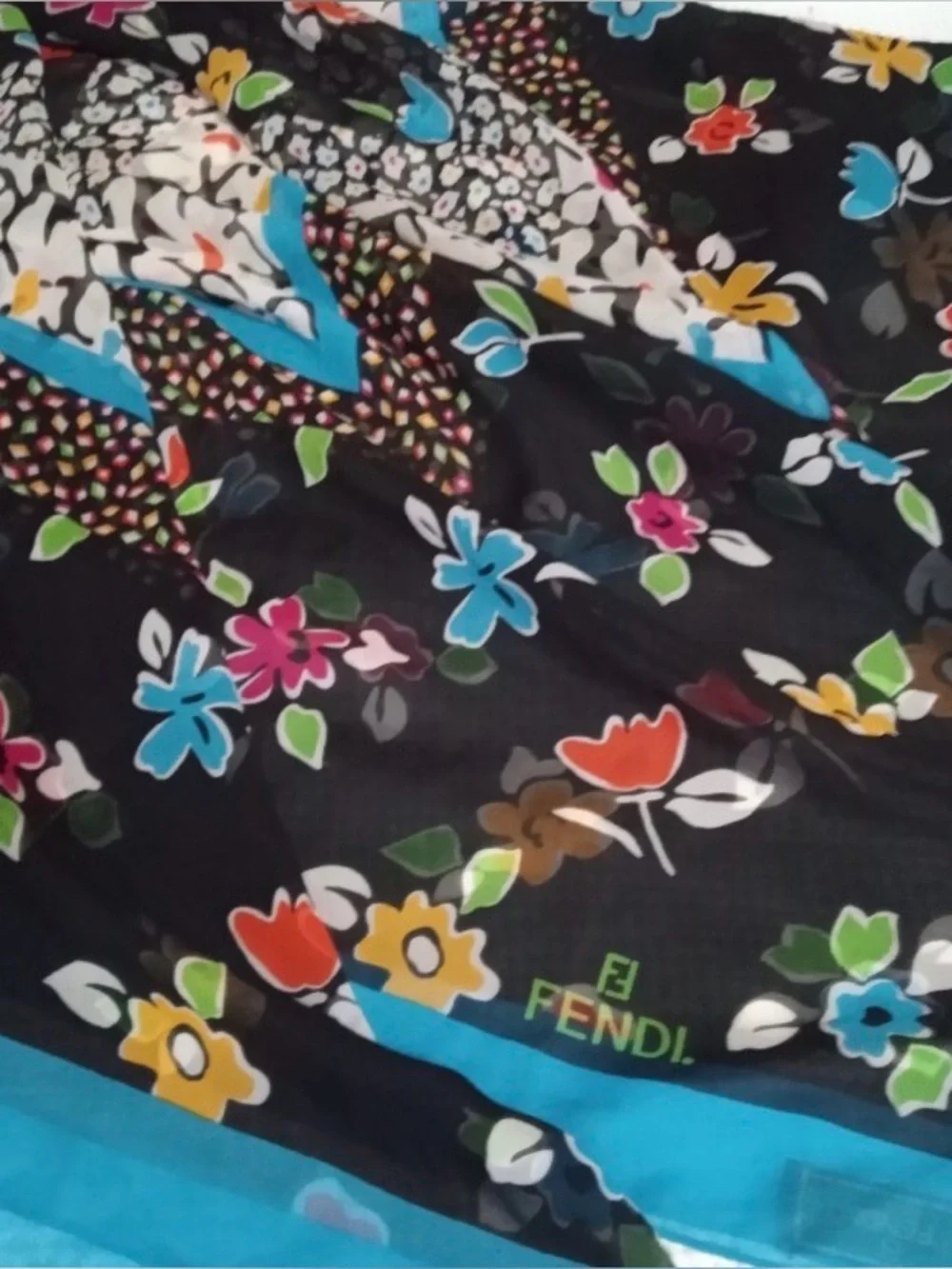 Rare Fendi Floral Silk Scarf